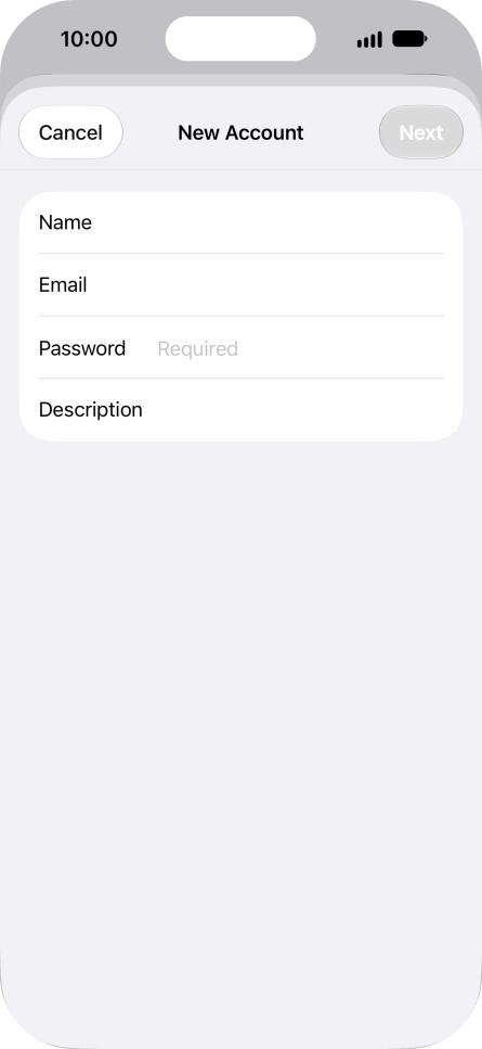 Press Password and key in the password for your email account. Press Password and key in the password for your email account.