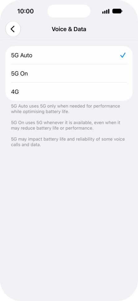 To turn on automatic switch between 5G and 4G, press 5G Auto. To turn on automatic switch between 5G and 4G, press 5G Auto.