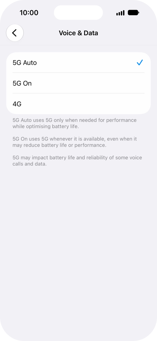 To turn on automatic switch between 5G and 4G, press 5G Auto. To turn on automatic switch between 5G and 4G, press 5G Auto.