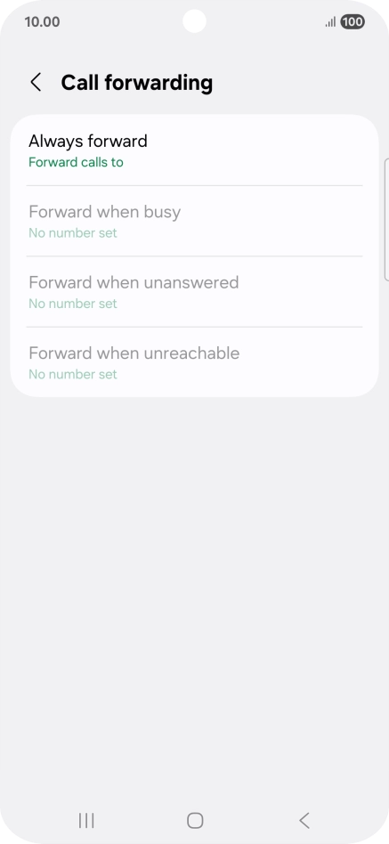 Press the required divert type. Press the required divert type.
