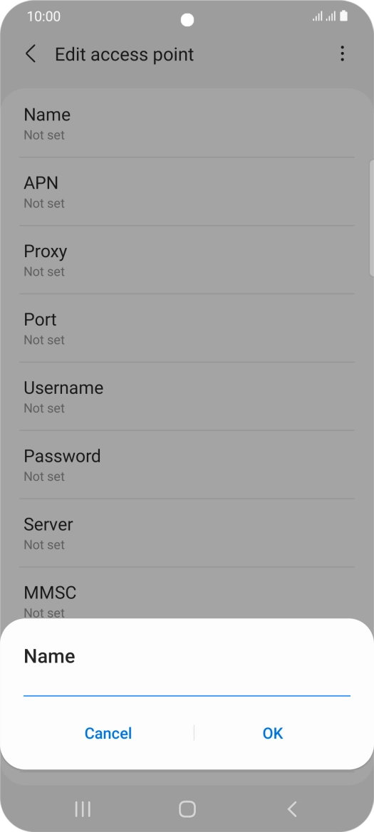 Key in EE Internet and press OK. Key in EE Internet and press OK.
