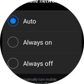 Press the required setting for mobile data usage. Press the required setting for mobile data usage.