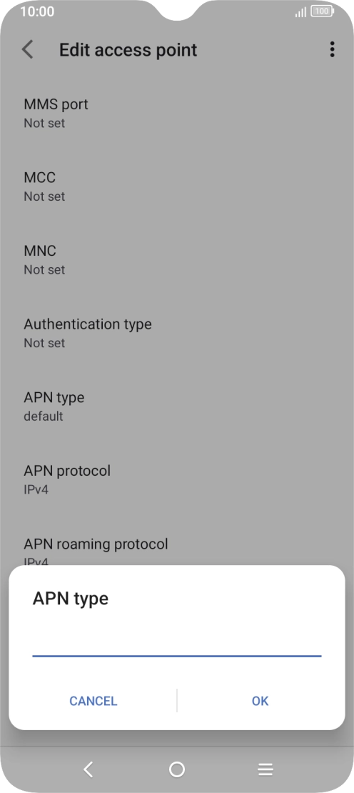 Key in default and press OK. Key in default and press OK.