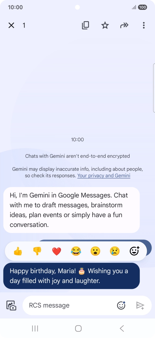 Press and hold the text suggestion from Gemini. Follow the instructions on the screen to use the text suggestion. Press and hold the text suggestion from Gemini. Follow the instructions on the screen to use the text suggestion.