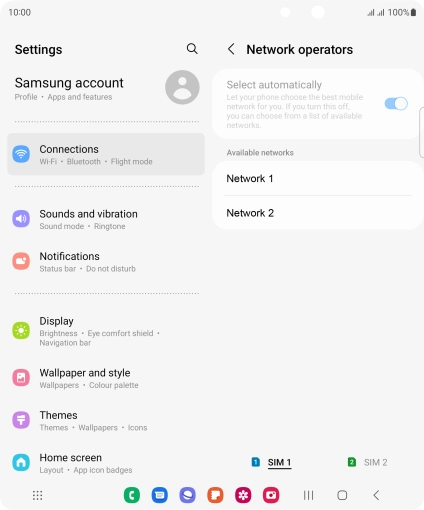 Press the required network. Press the required network.