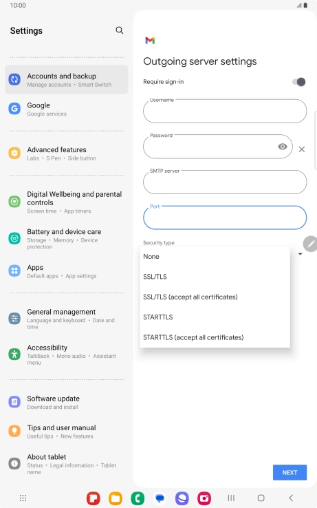 Press SSL/TLS. Press SSL/TLS.