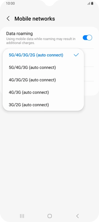 Press the required network mode. Press the required network mode.