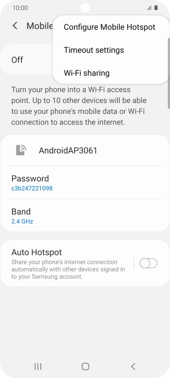 Press Configure Mobile Hotspot. Press Configure Mobile Hotspot.