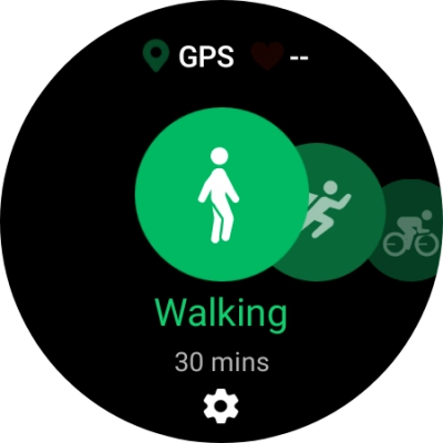 Slide your finger right or left to select the required activity. Slide your finger right or left to select the required activity.