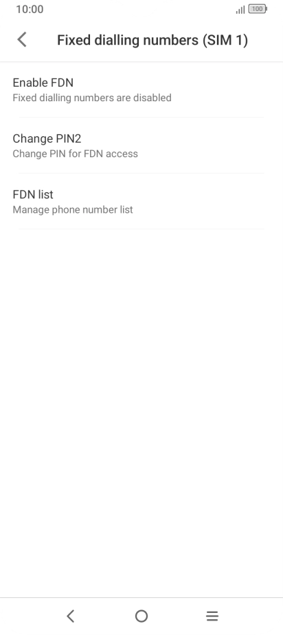 Press Enable FDN. Press Enable FDN.