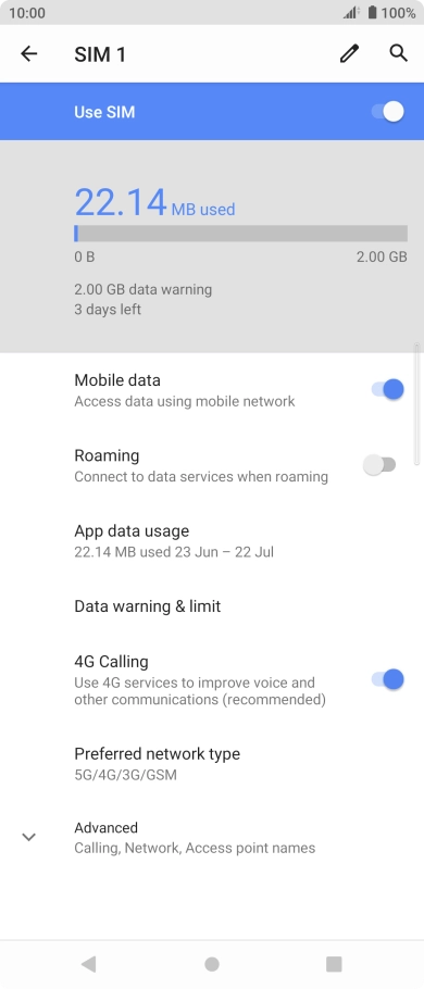 Press Preferred network type. Press Preferred network type.