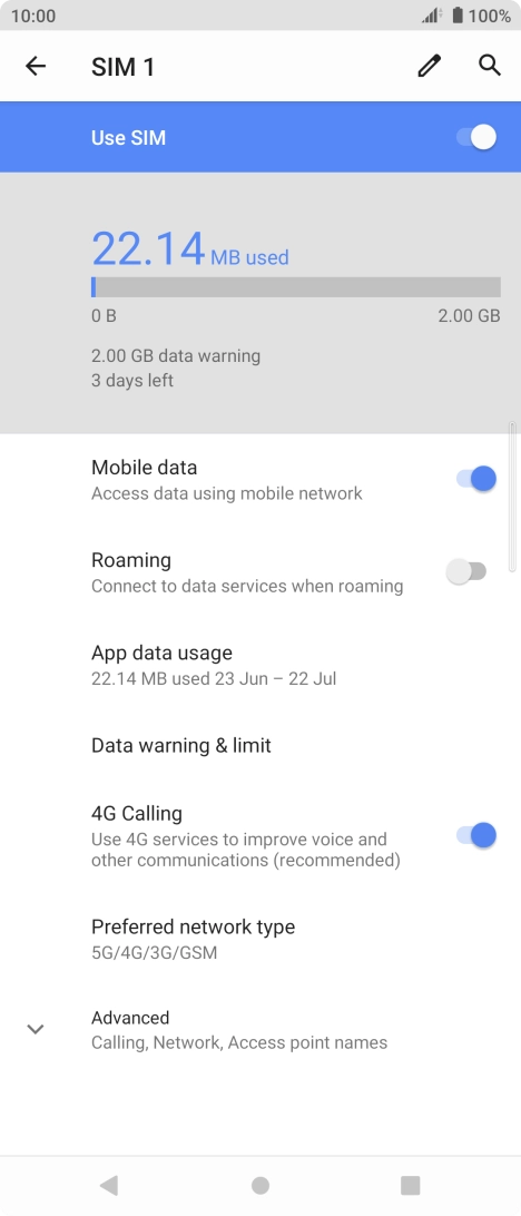 Press Preferred network type. Press Preferred network type.