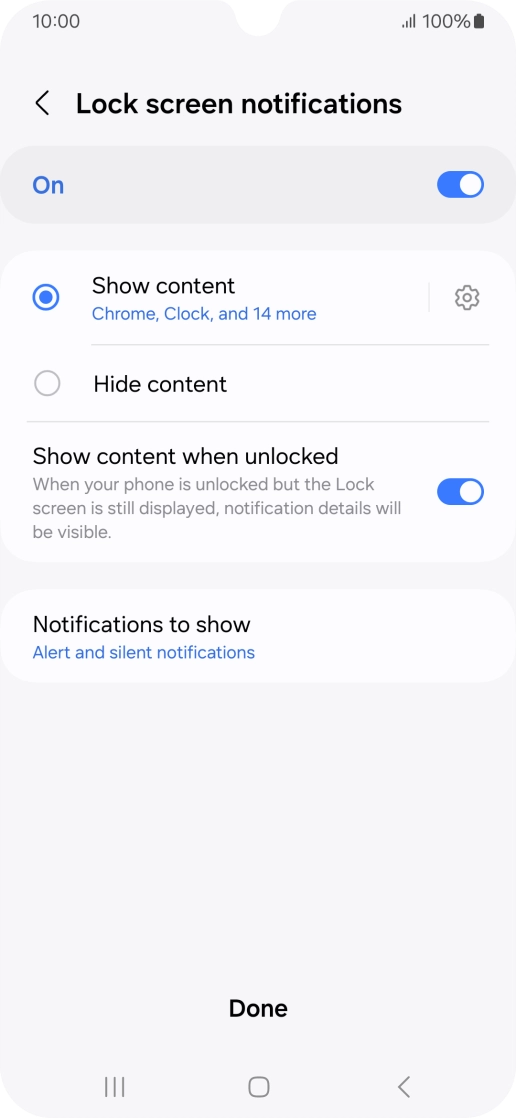 Press the required settings to turn them on or off. Press the required settings to turn them on or off.