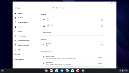 Click About Chrome OS. Click About Chrome OS.