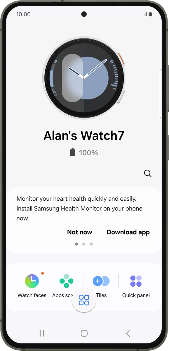 On your phone: When this screen is displayed, your smartwatch is activated and synchronised with your phone. On your phone: When this screen is displayed, your smartwatch is activated and synchronised with your phone.
