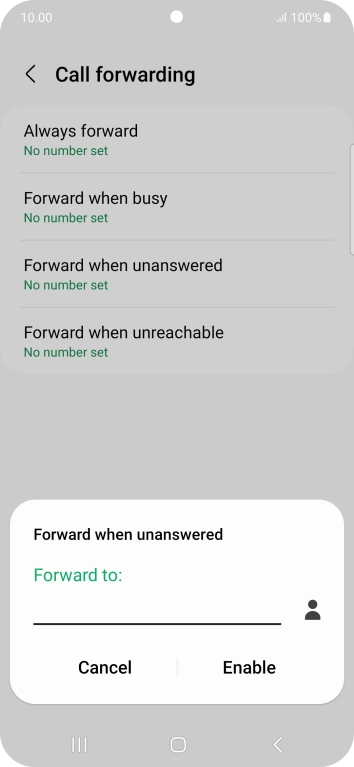 Key in +447953222222 and press Enable. Key in +447953222222 and press Enable.