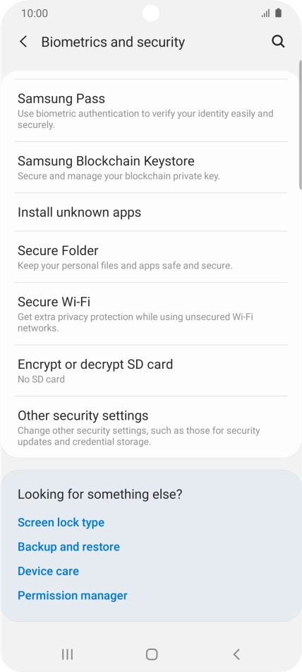 Press Other security settings. Press Other security settings.