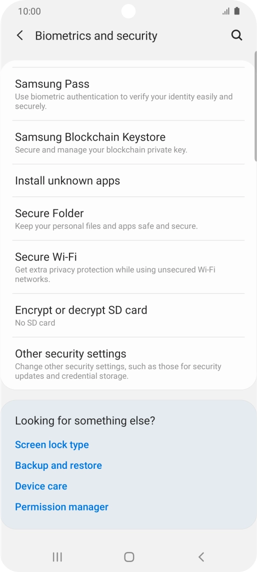Press Other security settings. Press Other security settings.