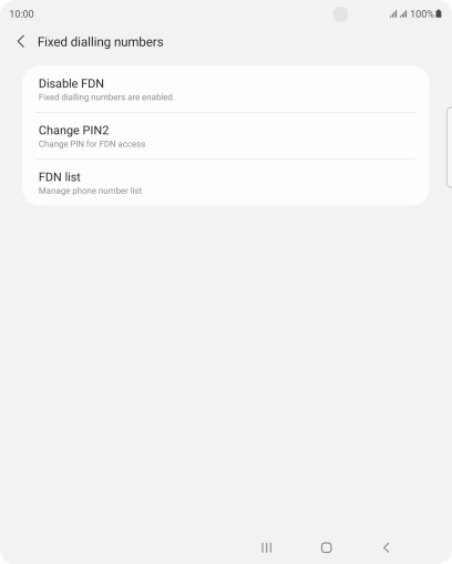 Press Disable FDN. Press Disable FDN.
