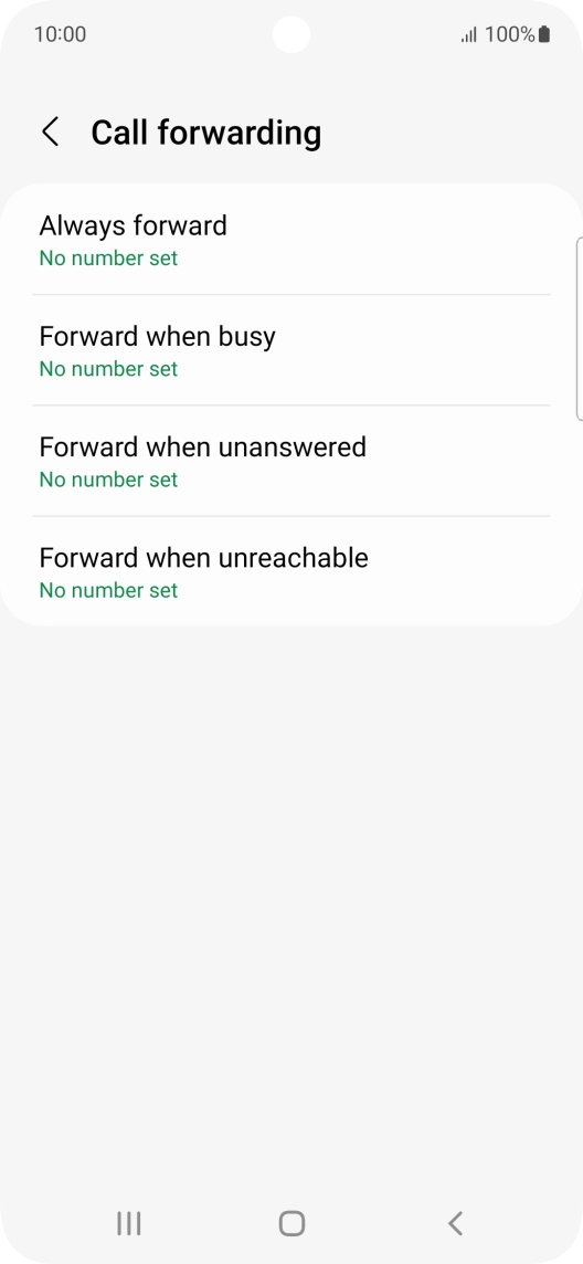 Press the required divert type. Press the required divert type.
