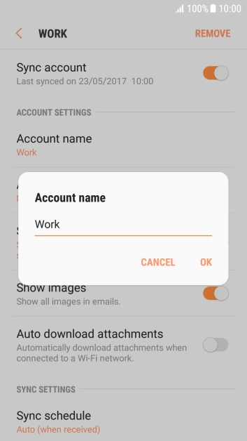 Key in the required name for the email account and press OK. Key in the required name for the email account and press OK.
