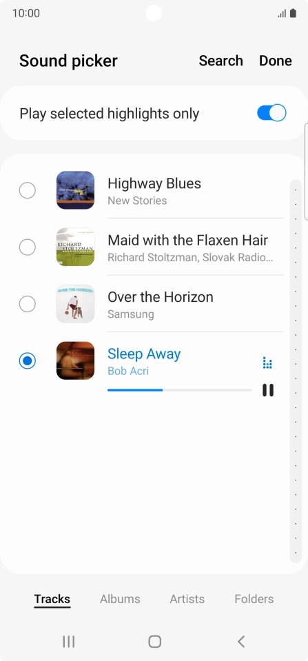 Once you've found a ring tone you like, press Done. Once you've found a ring tone you like, press Done.