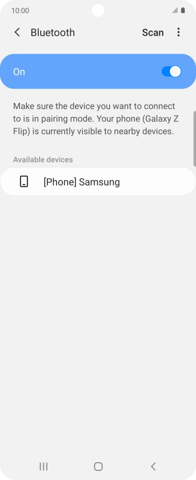 Press the required Bluetooth device and follow the instructions on the screen to pair the device with your phone. Press the required Bluetooth device and follow the instructions on the screen to pair the device with your phone.