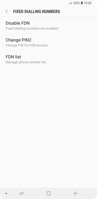 Press Disable FDN. Press Disable FDN.