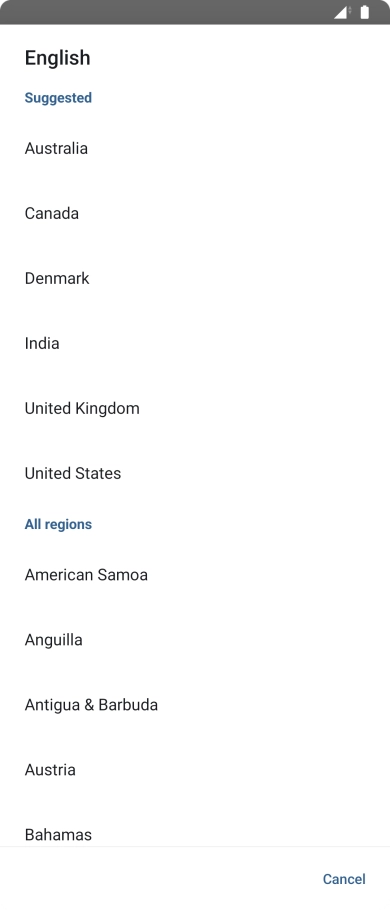 Press the required country. Press the required country.