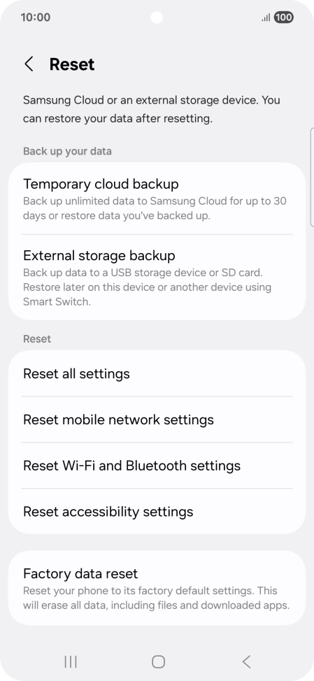 Press Factory data reset. Press Factory data reset.