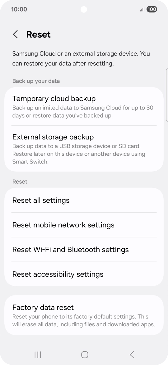 Press Factory data reset. Press Factory data reset.