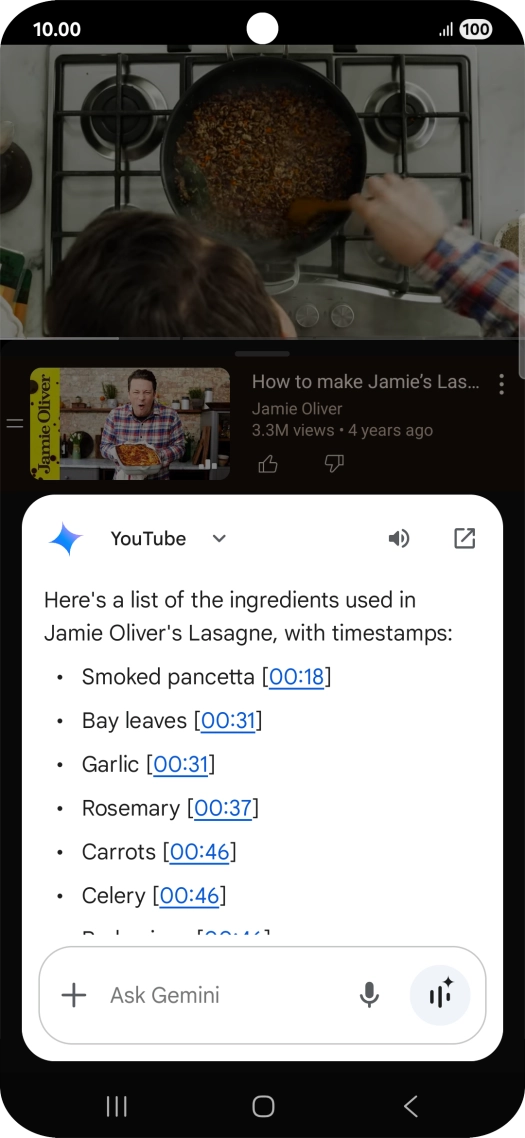 The answer from Gemini to your question is displayed. The answer from Gemini to your question is displayed.