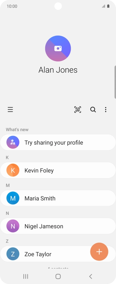Press the required contact. Press the required contact.