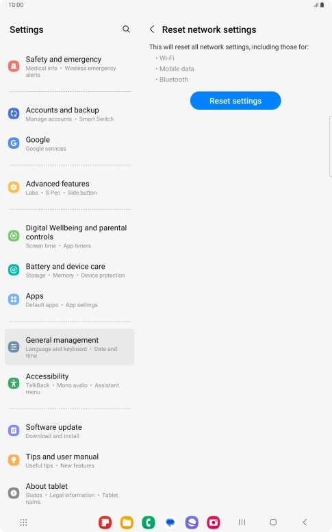 Press Reset settings. Press Reset settings.