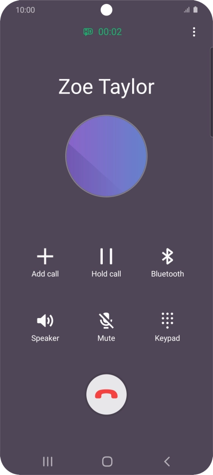Press the end call icon. Press the end call icon.