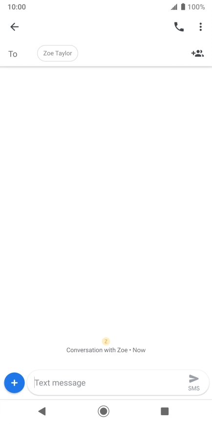 Press the text input field and write the text for your text message. Press the text input field and write the text for your text message.