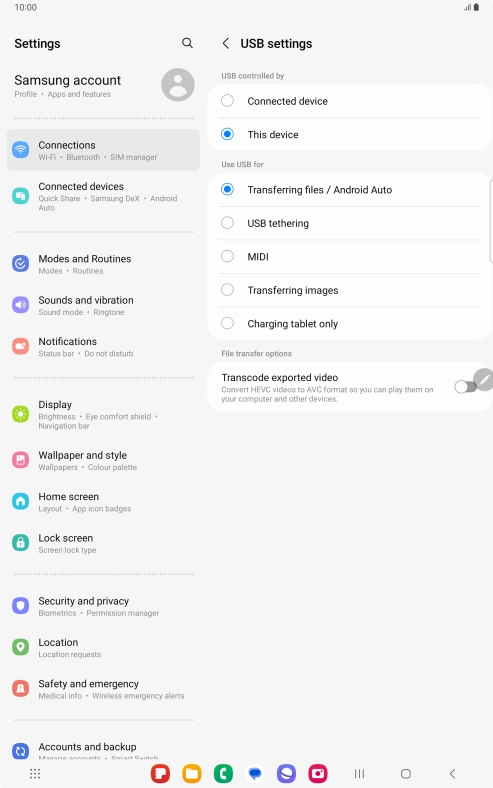 Press Transferring files / Android Auto. Press Transferring files / Android Auto.
