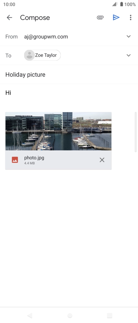 Press the send icon when you've finished your email. Press the send icon when you've finished your email.