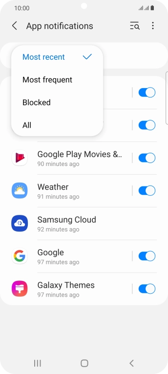 Press the required setting. Press the required setting.