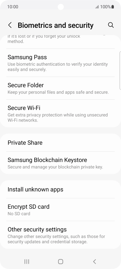 Press Other security settings. Press Other security settings.