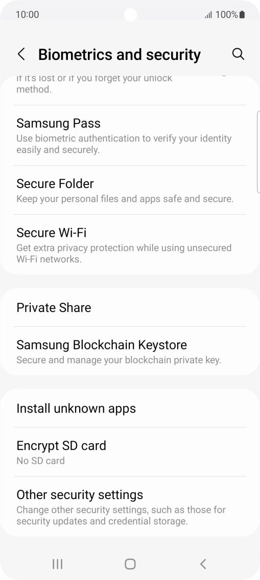 Press Other security settings. Press Other security settings.