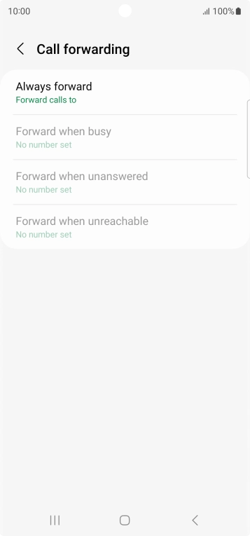 Press the required divert type. Press the required divert type.