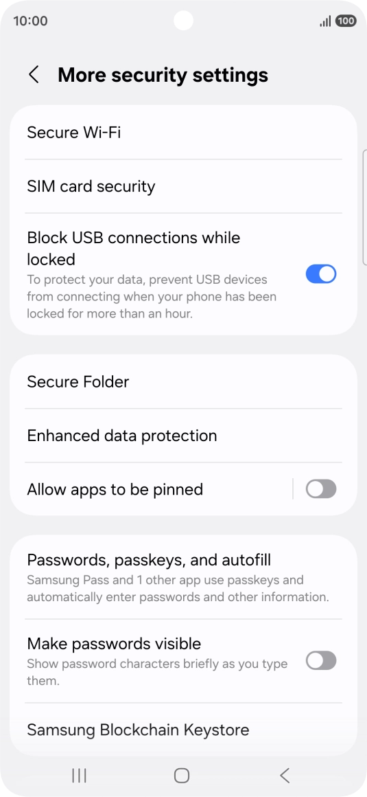 Press SIM card security. Press SIM card security.