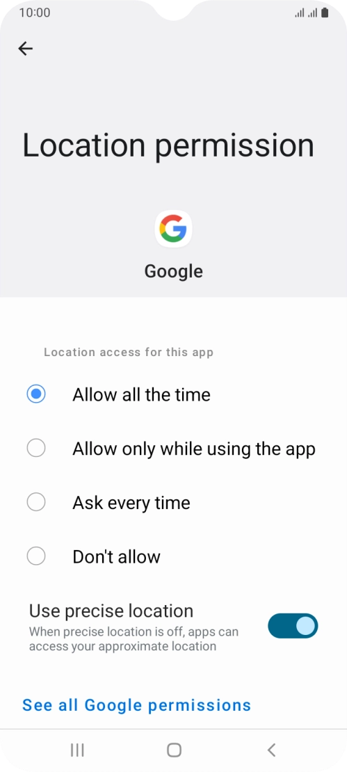 Press the required setting. Press the required setting.