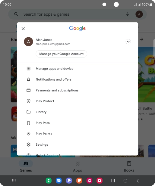 Press Manage apps and device. Press Manage apps and device.