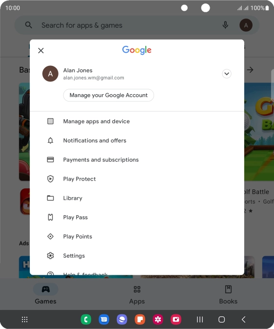 Press Manage apps and device. Press Manage apps and device.