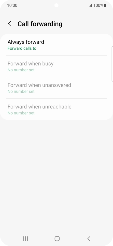 Press the required divert type. Press the required divert type.