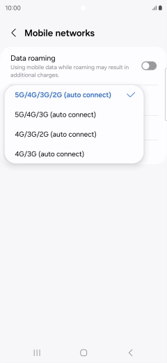Press the required network mode. Press the required network mode.