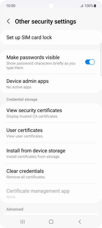 Press Set up SIM card lock. Press Set up SIM card lock.