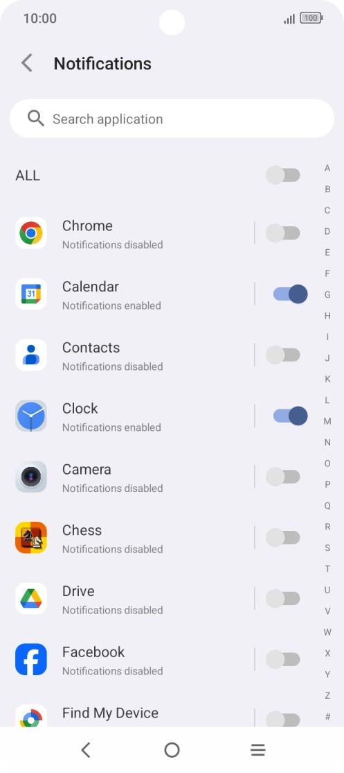 Press the indicators next to the required apps to turn the function on or off. Press the indicators next to the required apps to turn the function on or off.